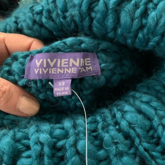NWT VIVIENNE TAM CHUNKY TEAL TURTLENECK SWEATER XS - Picture 5 of 7